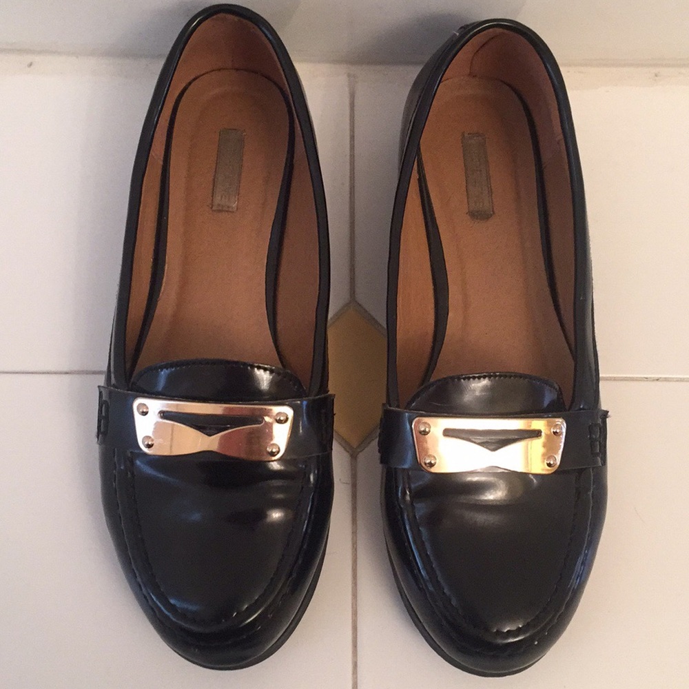 Urban outfitters gold plate loafers